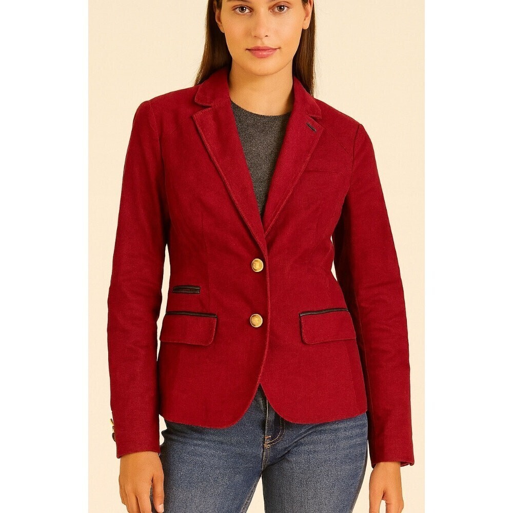 Espirit blazer brick red corduroy gold double button cotton blend SZ 2 business